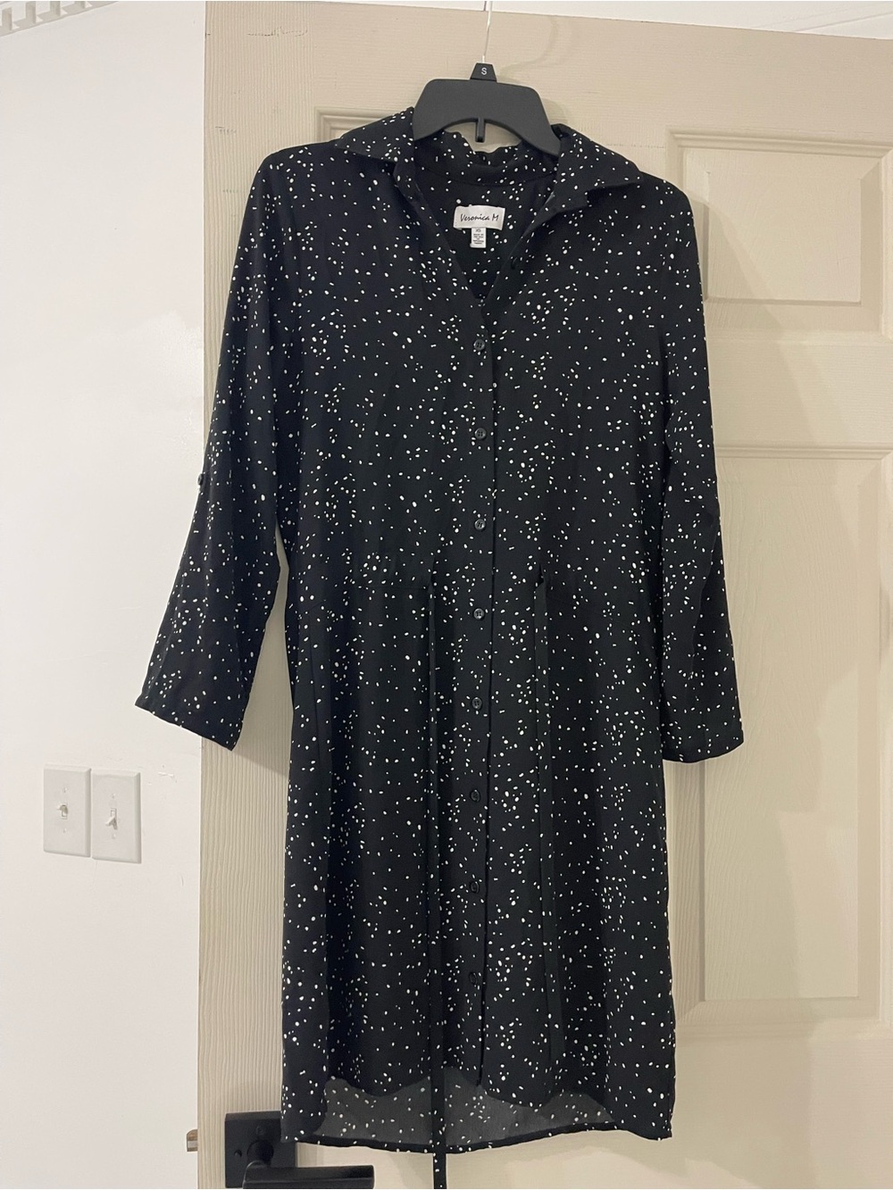 Veronica M Black with White Dot Button-Front Shirt Dress